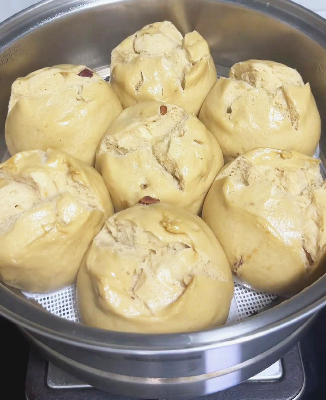 Brown Sugar Buns after steaming