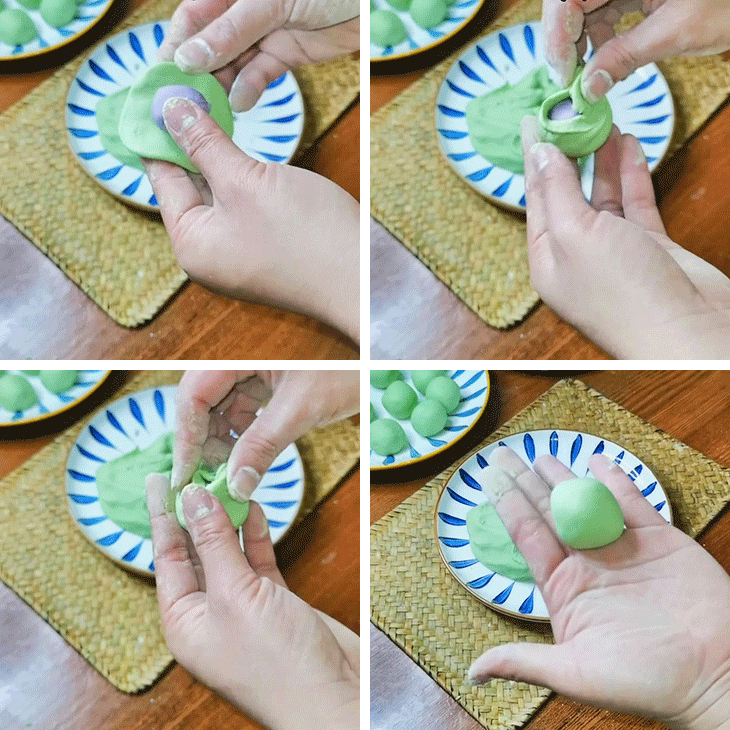 Assemble the Pandan Glutinous Rice Balls