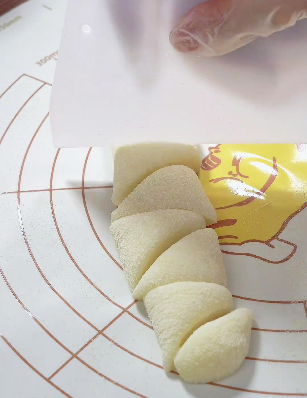 Cut it into triangular shapes