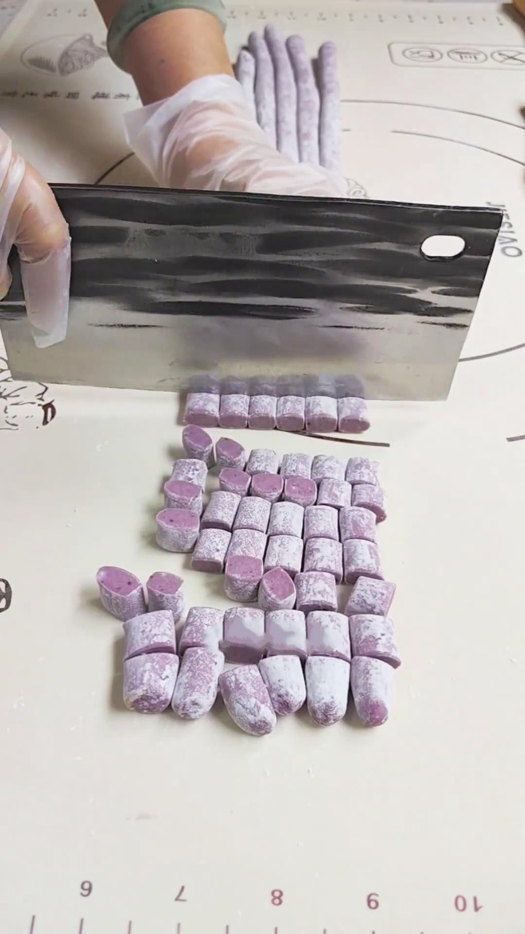 Cut the strips into small pieces