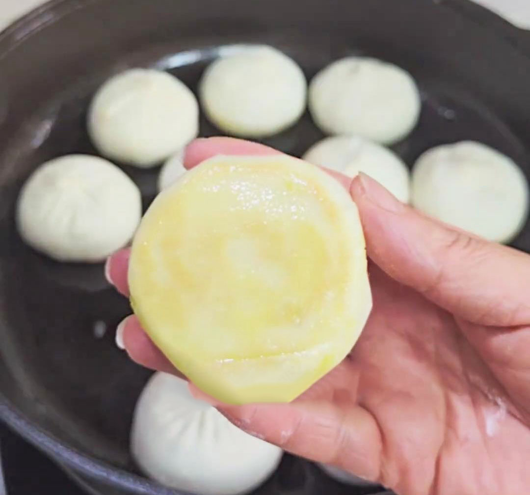 The bun is slightly golden