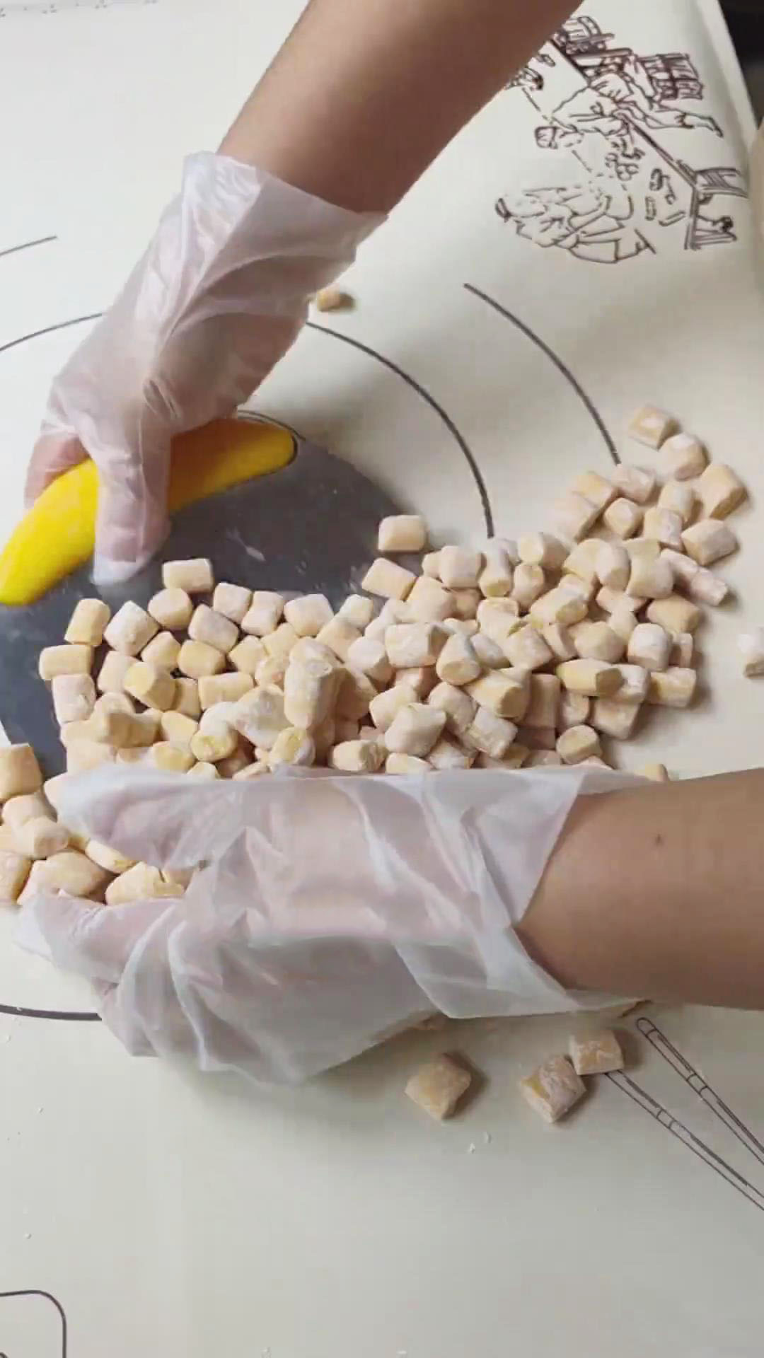 dust with a little tapioca starch to prevent sticking