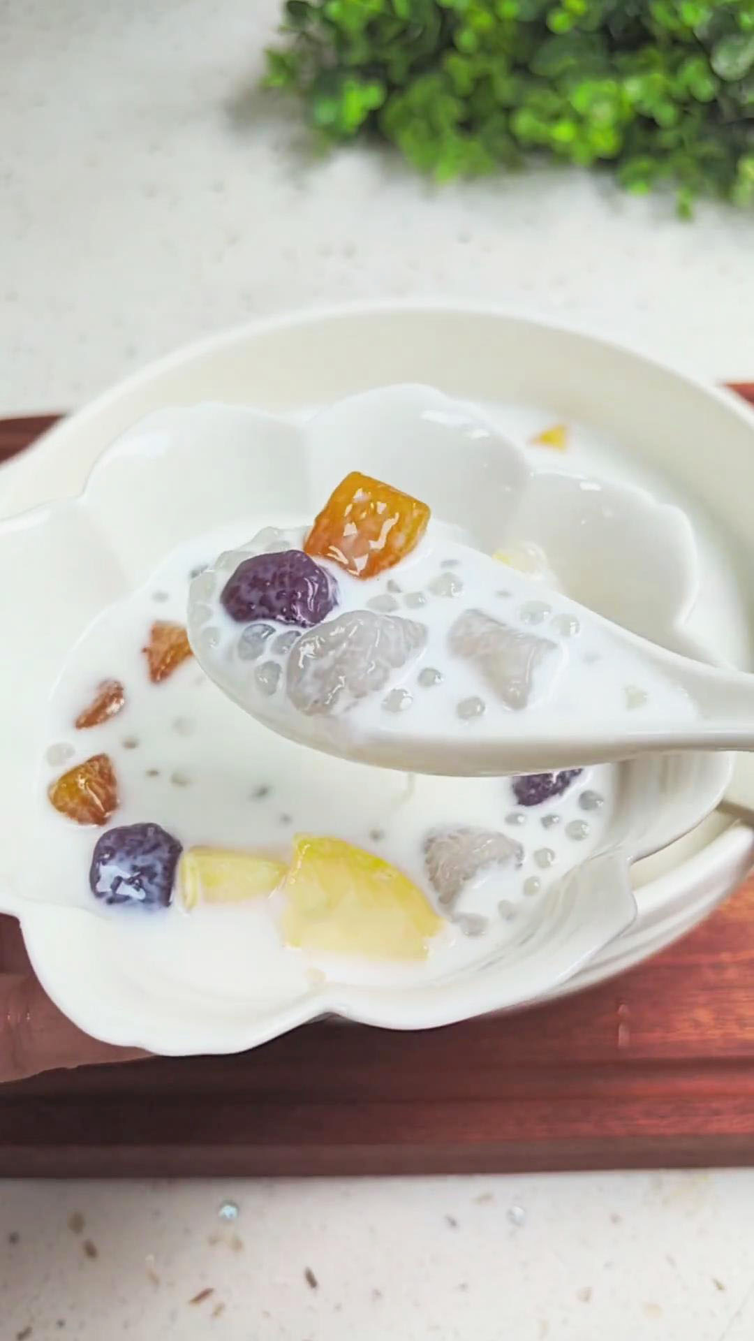 taro ball mango sago dessert
