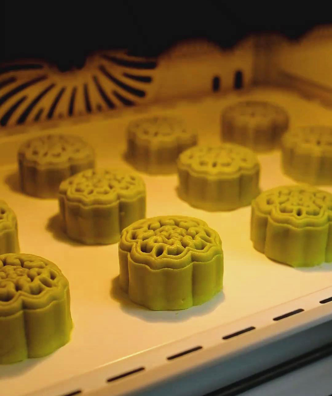 Place the baking sheet in the preheated oven and bake at 165°C for about 16 minutes