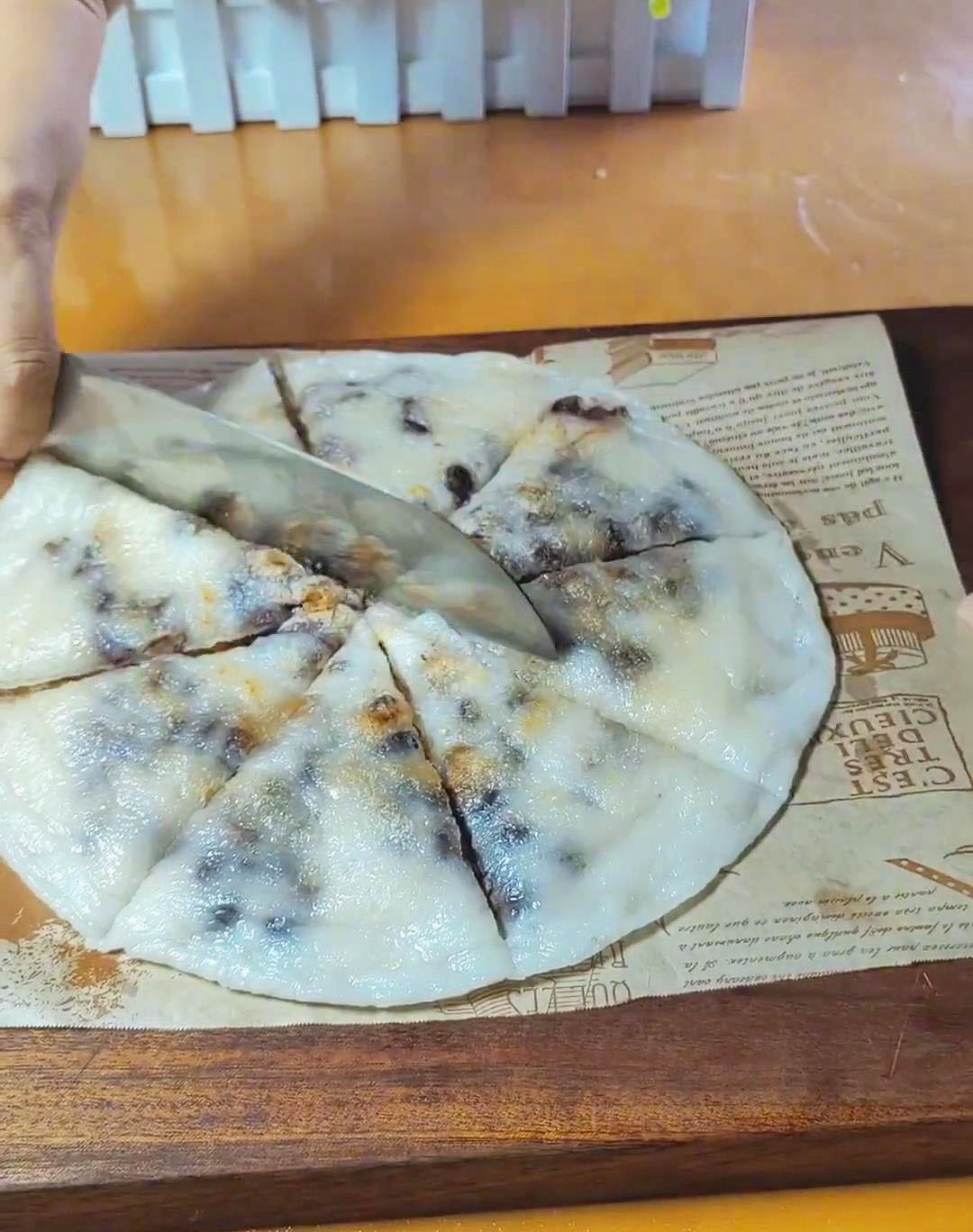 cut the pancake into wedges