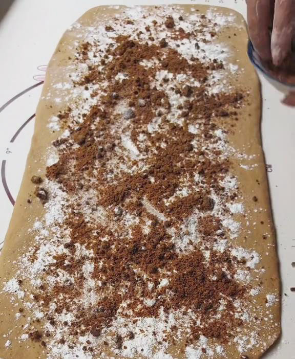 sprinkle a generous layer of brown sugar across the dough