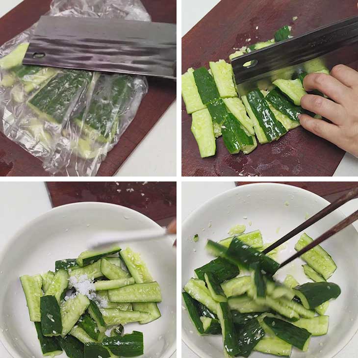 Prepare the cucumbers Prepare the cucumbers