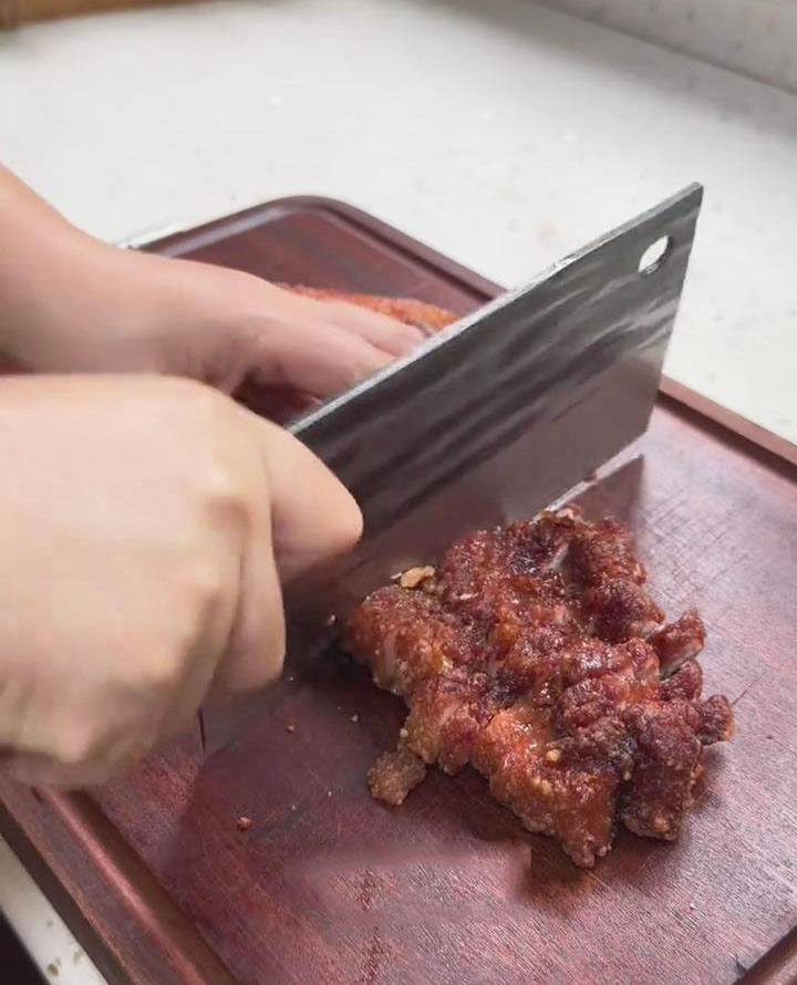 cut the pork belly into bite sized pieces