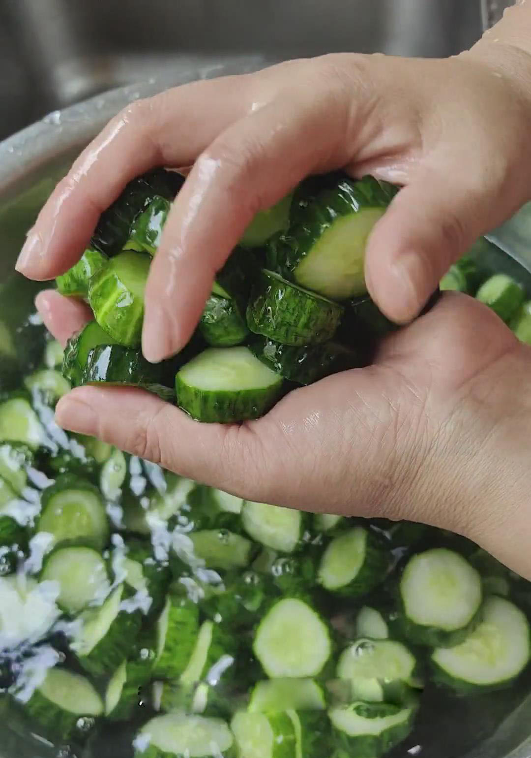 rinse the cucumbers in fresh water