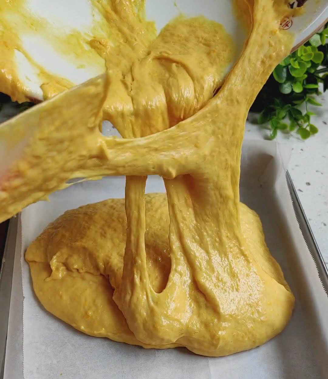 Pour the batter into the mold Pour the batter into the mold