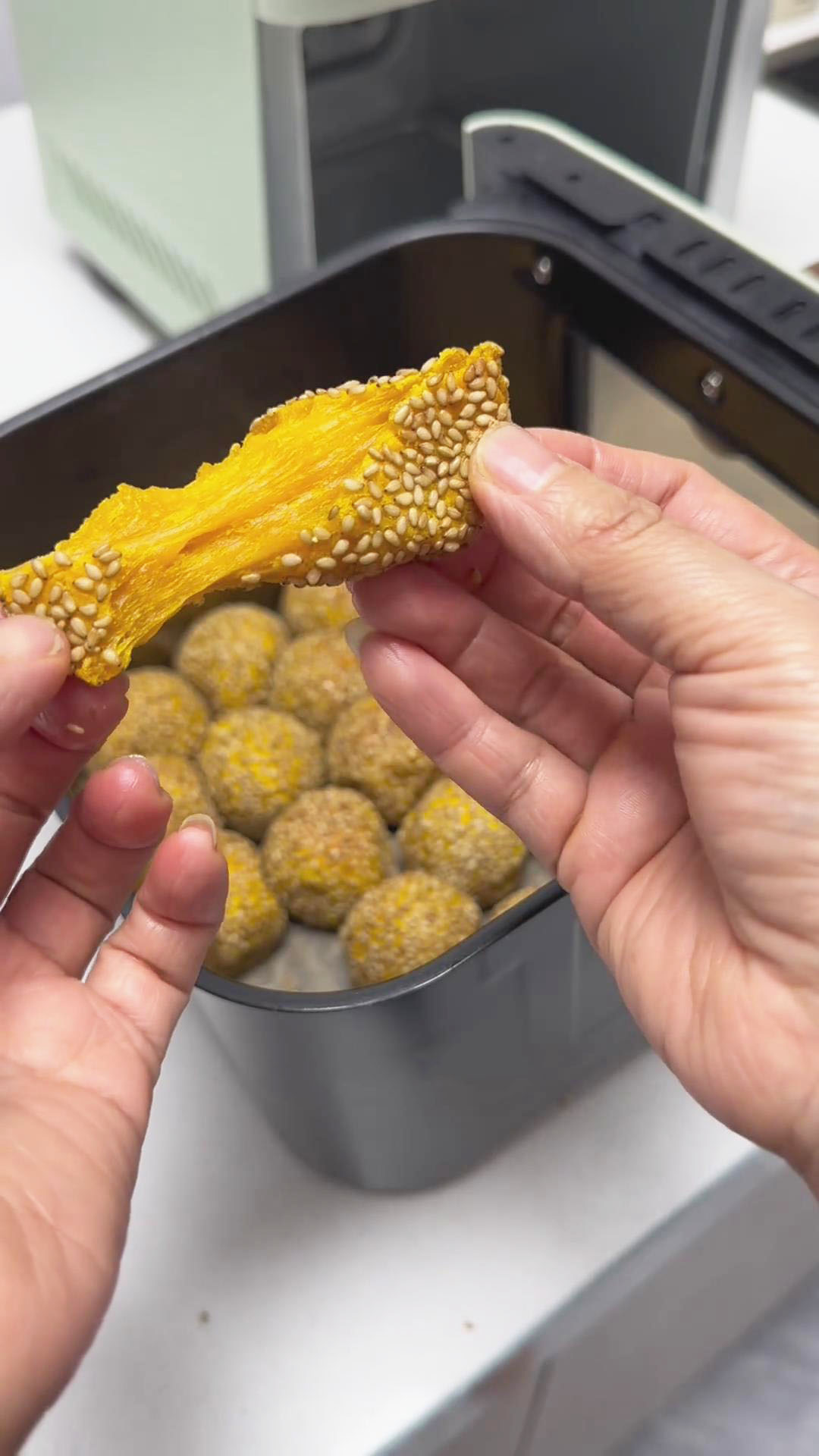 Pumpkin Sesame Mochi Balls