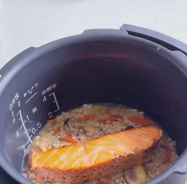 Add the salmon and cook