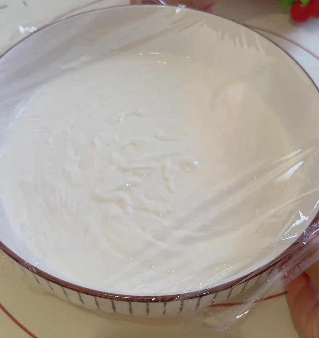 Cover the mixing bowl with plastic wrap