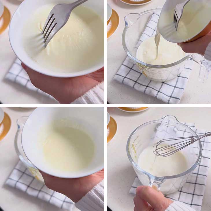 Mix-the-milk-mixture-and-egg-whites Mix the milk mixture and egg whites