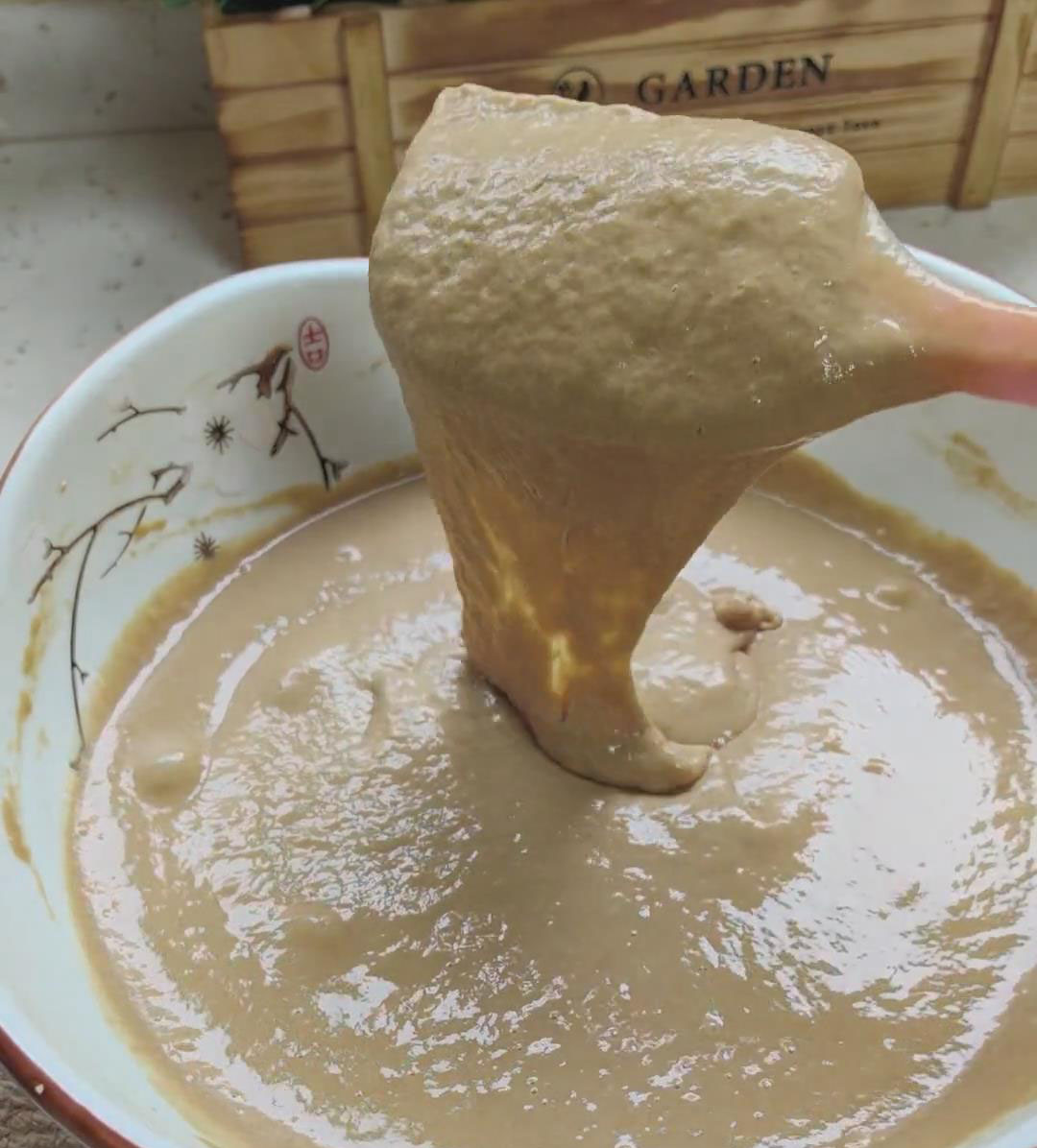 Stir continuously to avoid lumps and mix until the batter is smooth