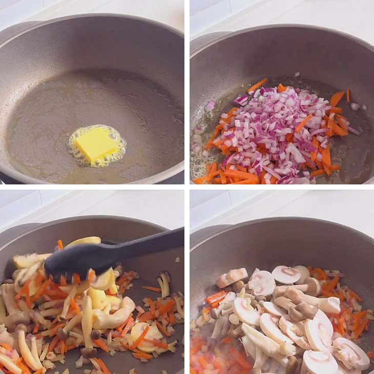 Stir fry the vegetables