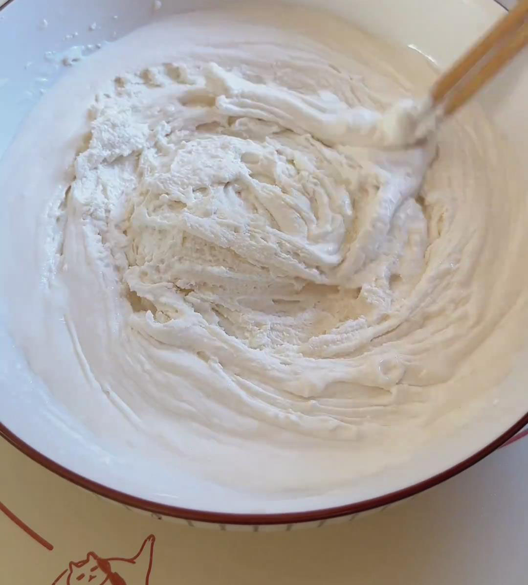 Use chopsticks to stir the batter and release the bubbles