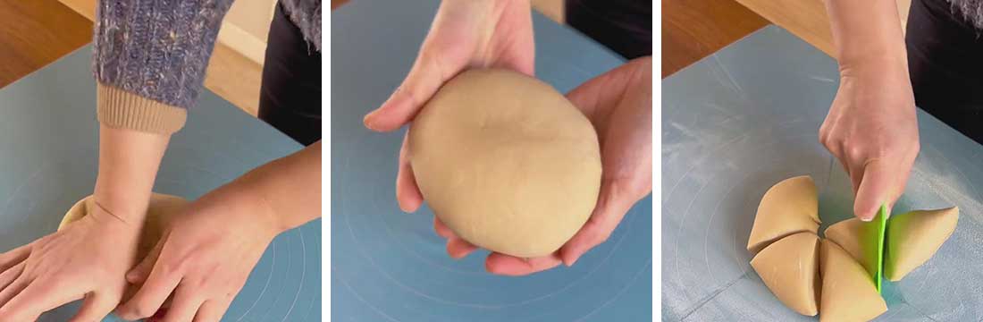 Second Kneading and Dividing the Dough