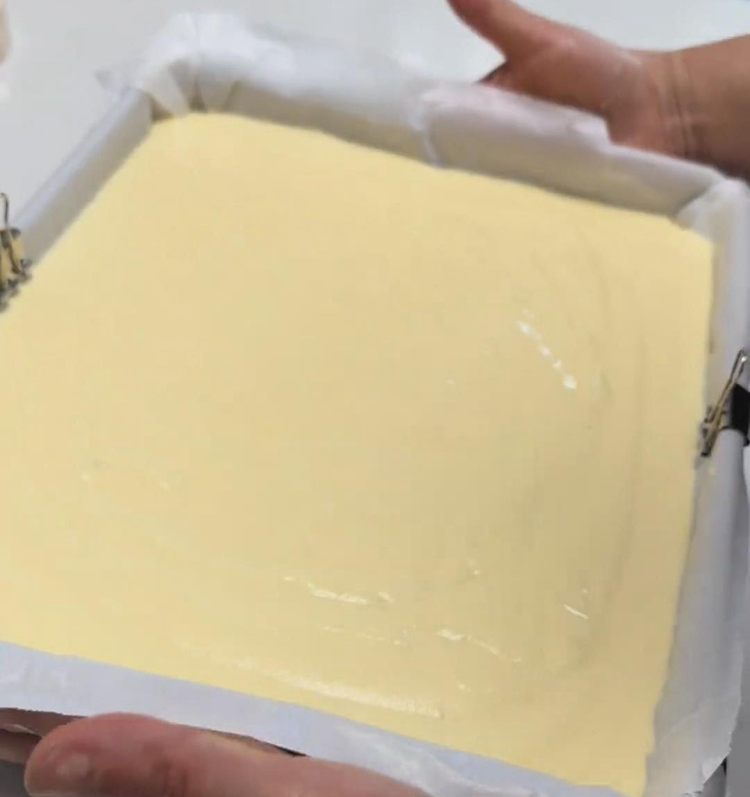 Pour into Pan and Tap Out Air Bubbles