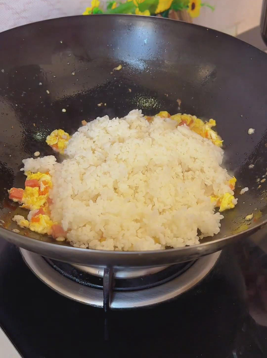 Add the leftover rice