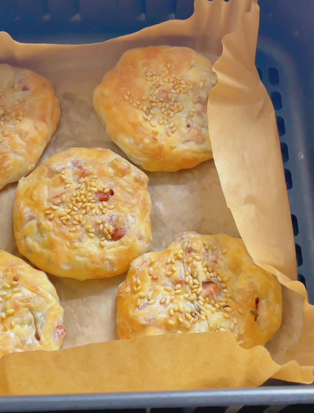 Air fry at 180°C for 15 minutes until puffed and golden spotted