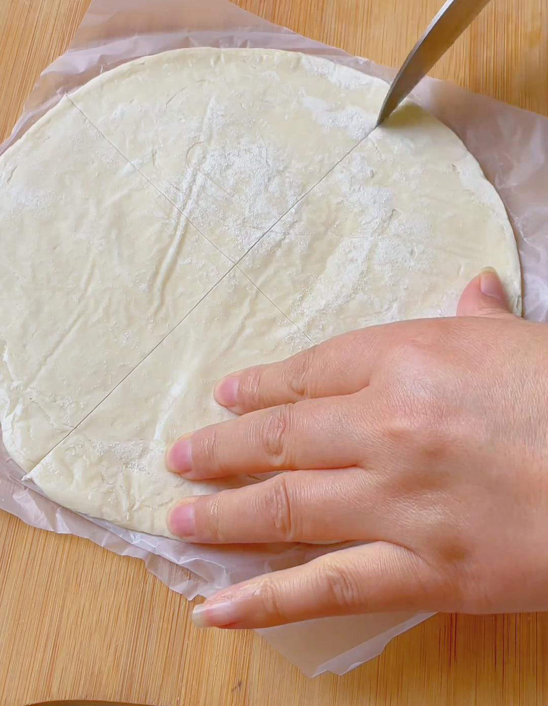 Cut each pancake into 4 equal pieces