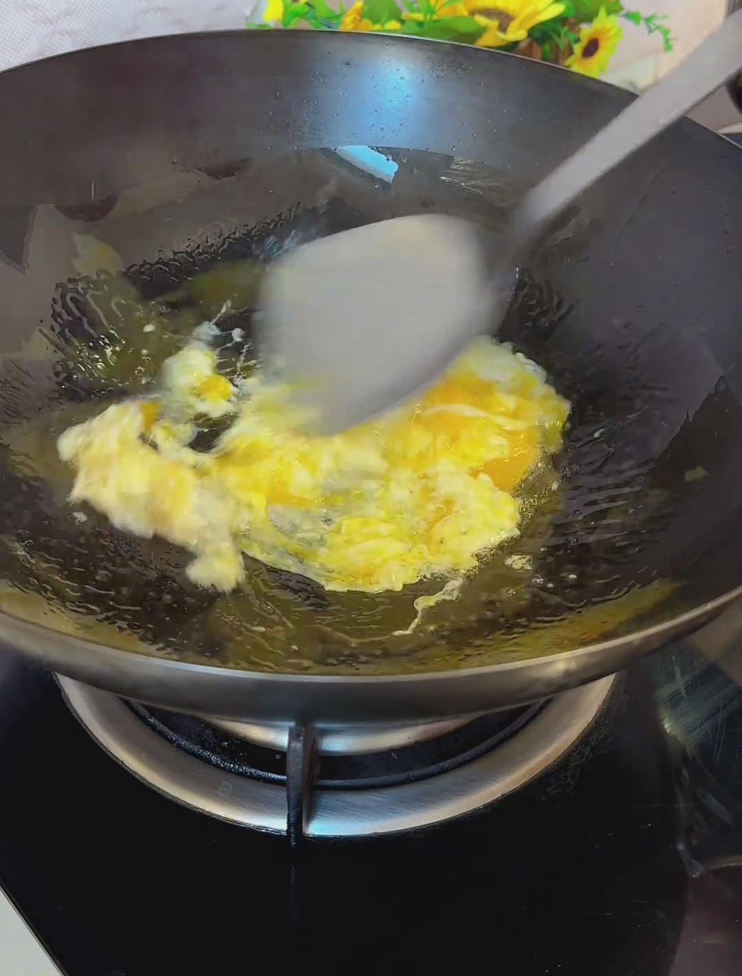 scramble quickly with spatula