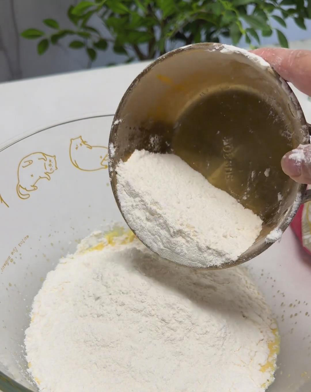 Add flour to the mixture Add flour to the mixture