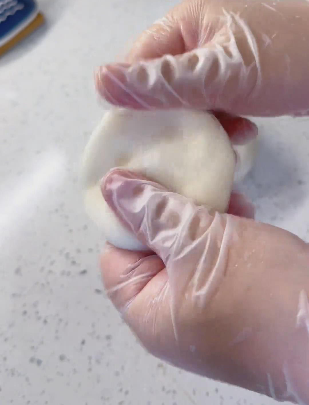 Press each portion into a round disc Press each portion into a round disc