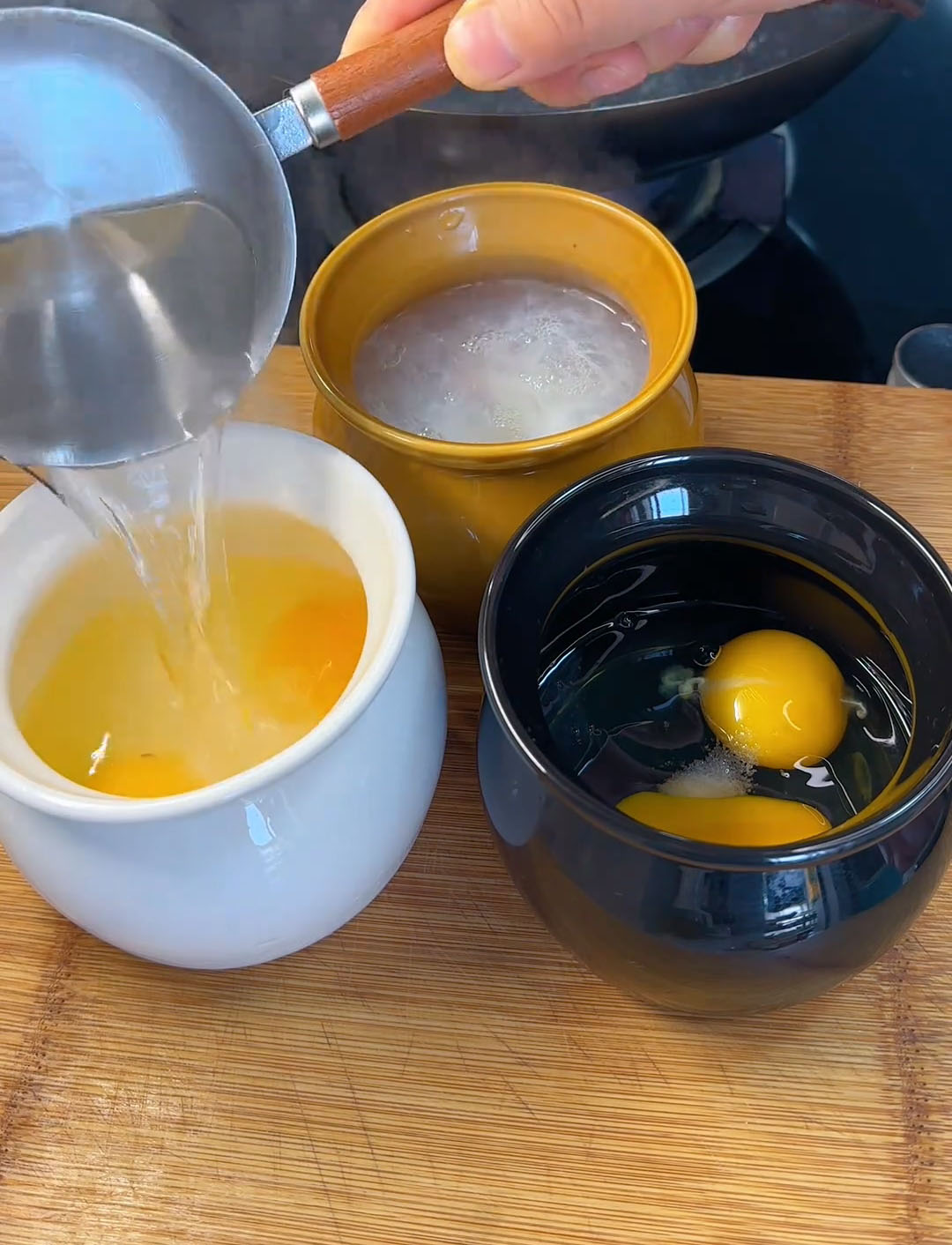 Slowly pour in the boiling water Slowly pour in the boiling water