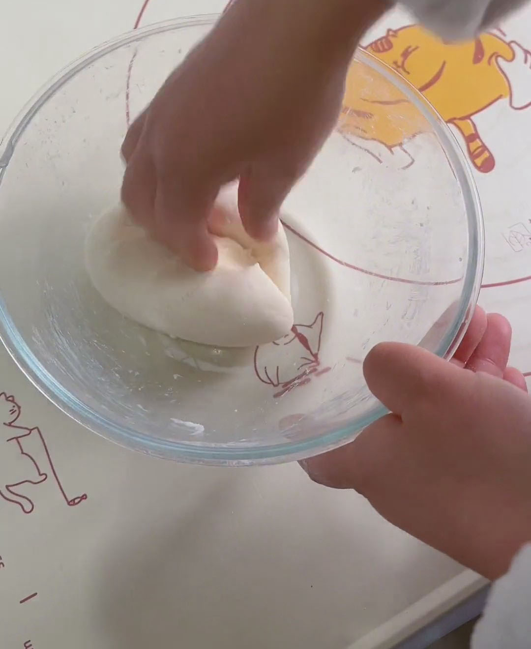 knead by hand until a smooth, non sticky dough forms