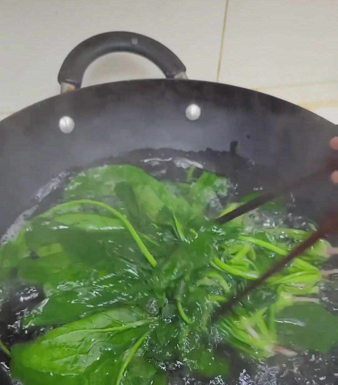 then blanch the spinach briefly then blanch the spinach briefly