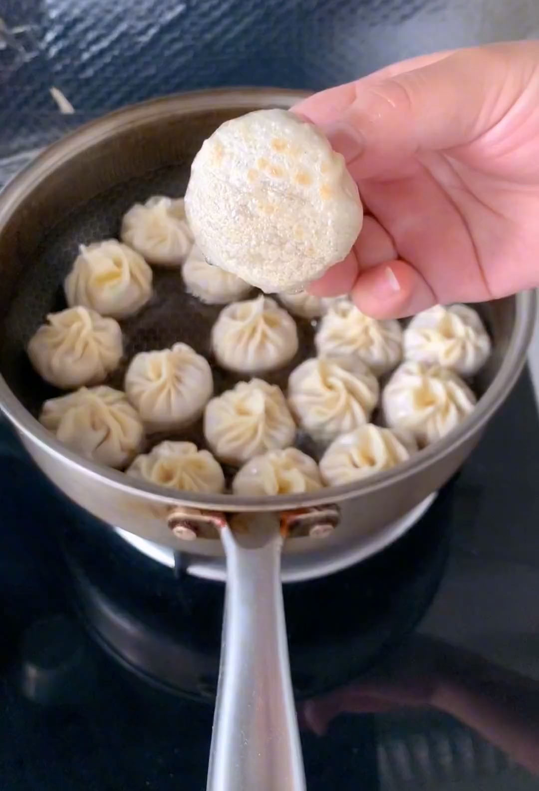 Cook over medium-low heat until the bottoms turn lightly golden and set Cook over medium low heat until the bottoms turn lightly golden and set