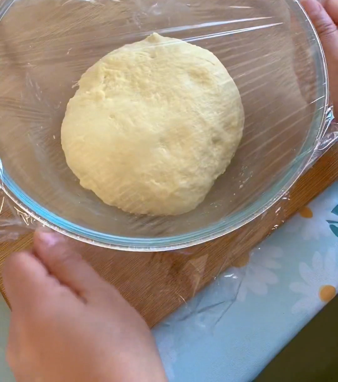 Cover the bowl tightly with plastic wrap