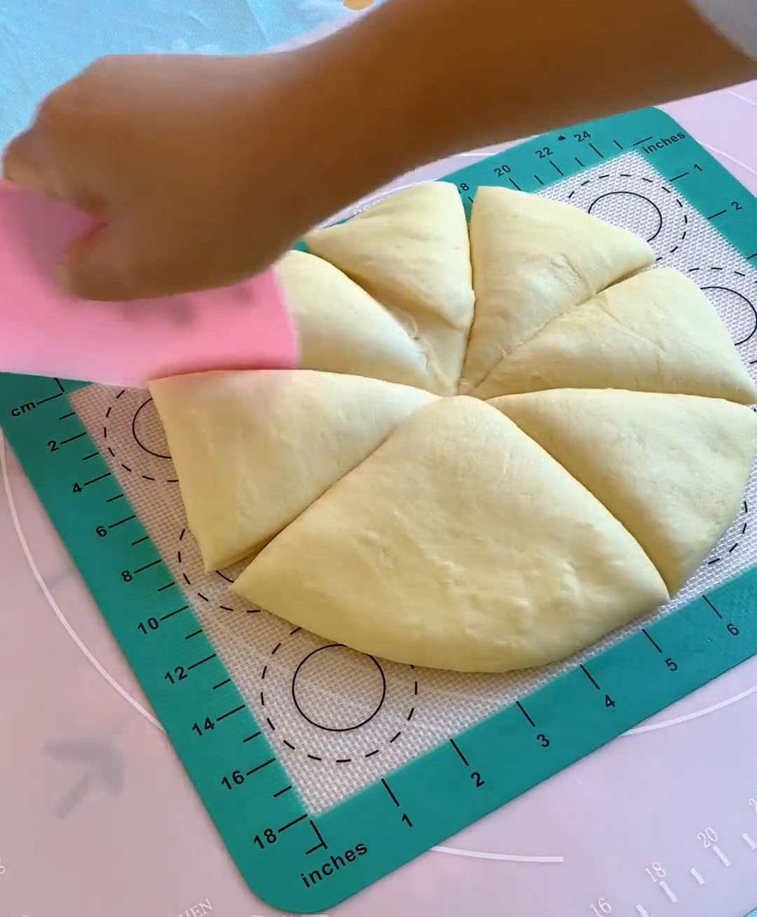 Divide the dough evenly into 8 portions