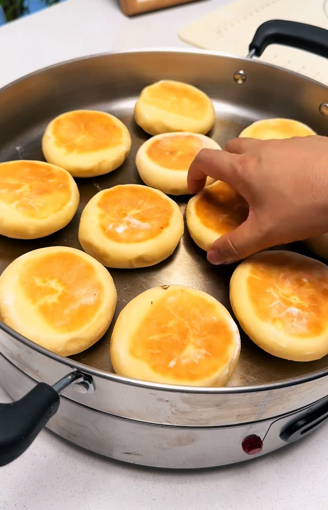 Flip the buns and cook the other side