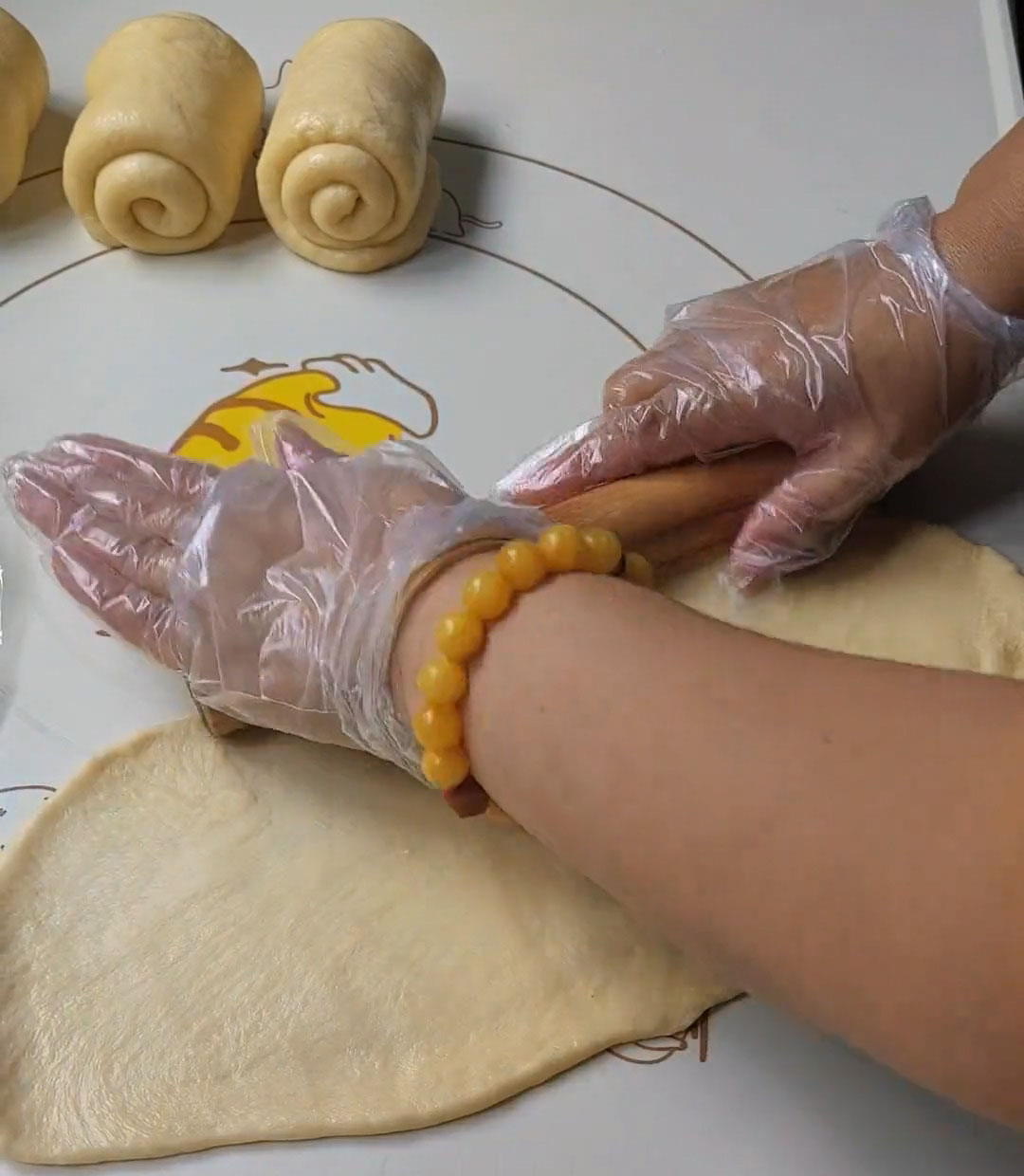 Gently roll toward both sides to release the air