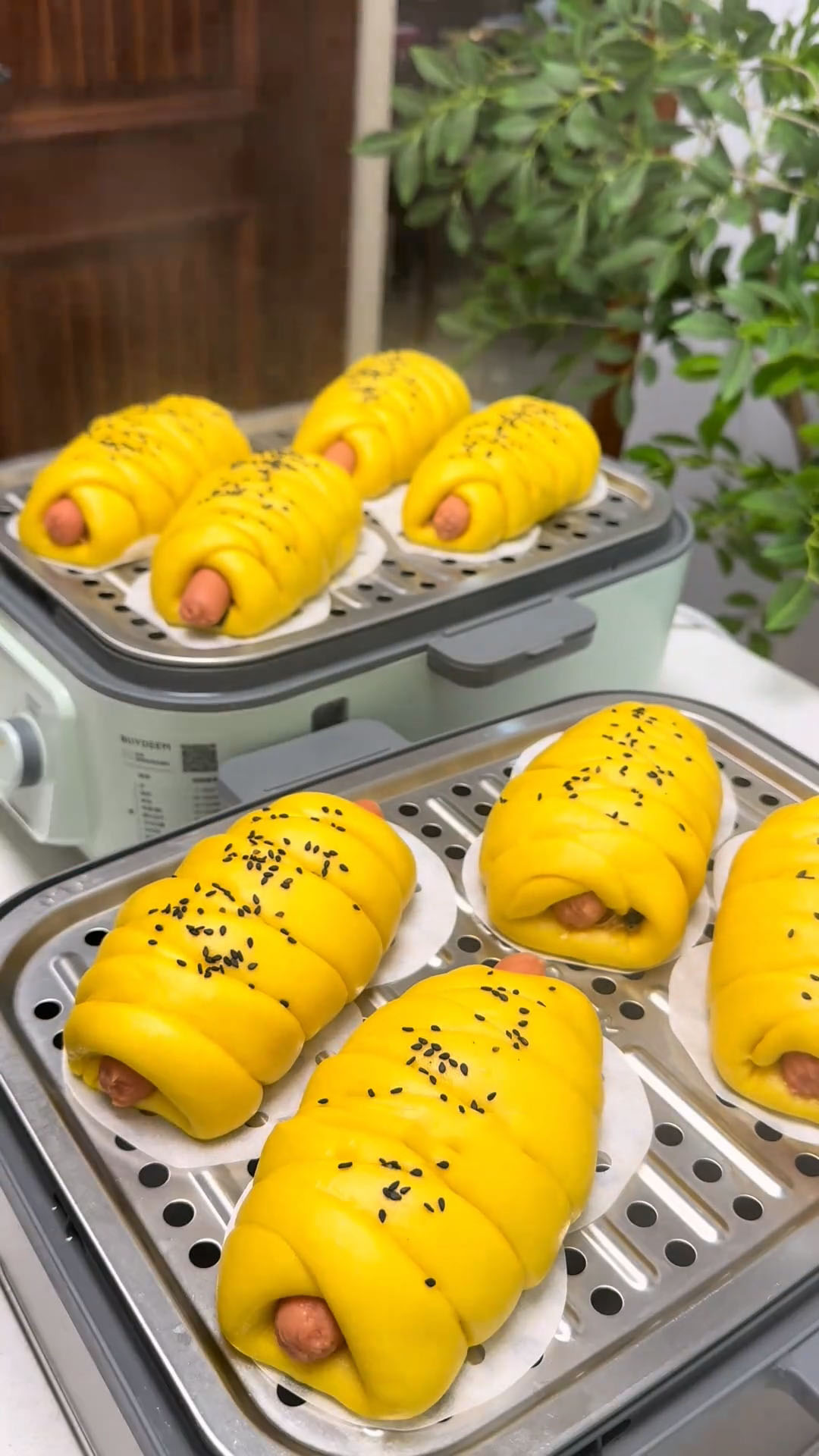 Pumpkin Steamed Hot Dog Buns (1) Pumpkin Steamed Hot Dog Buns (1)