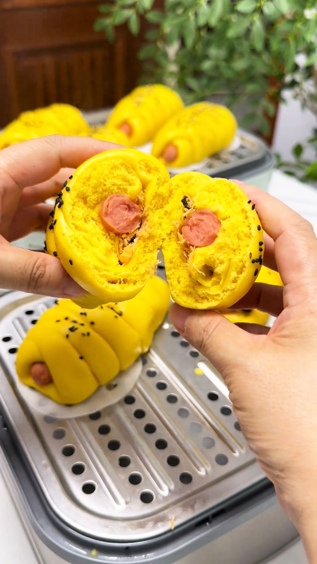 Pumpkin Steamed Hot Dog Buns (2) Pumpkin Steamed Hot Dog Buns (2)