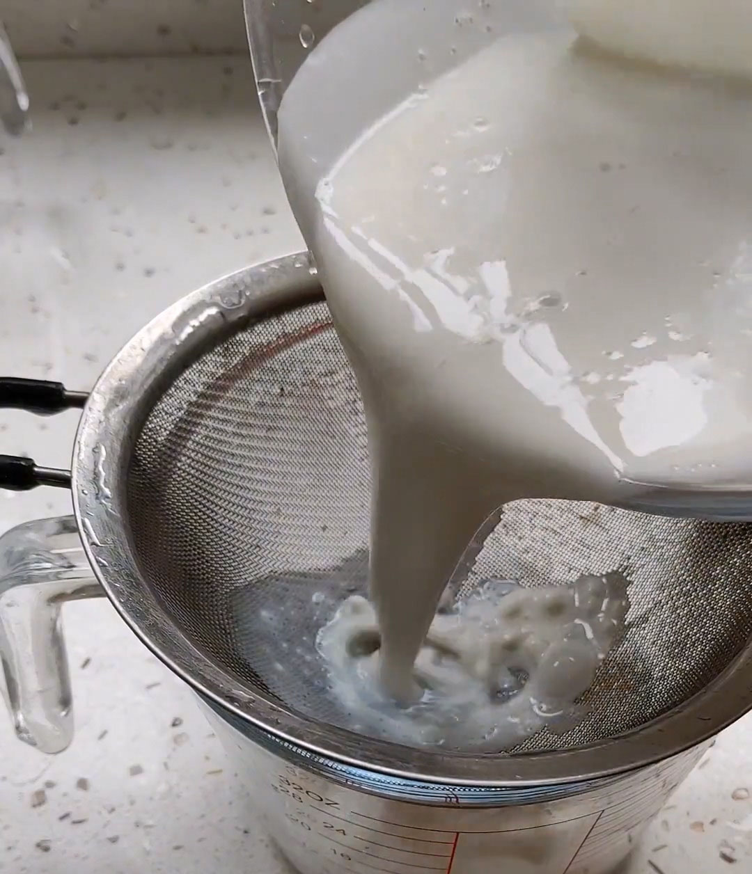 Strain this batter through a sieve