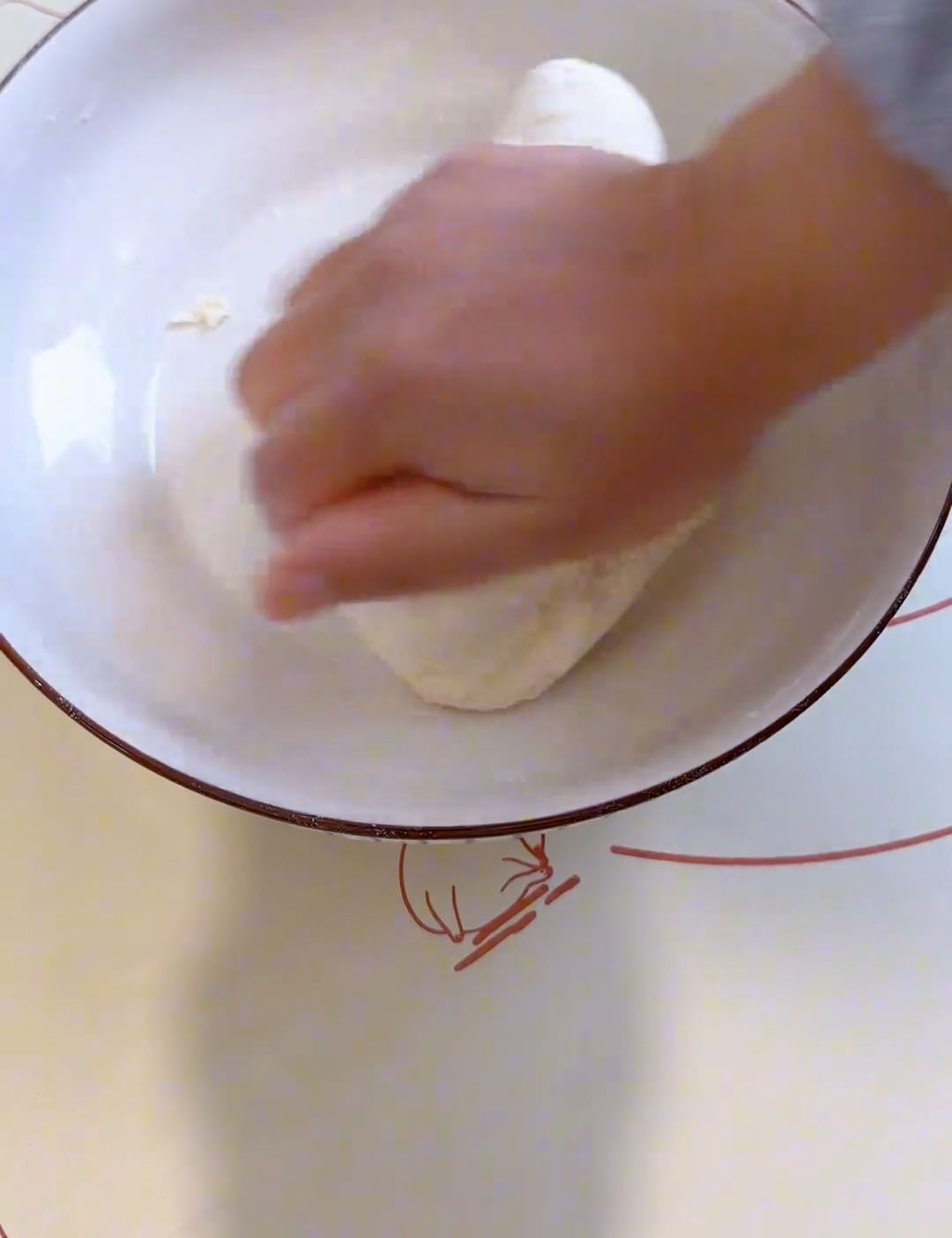 Using your hands, mix until a shaggy dough forms and no dry flour remains Using your hands, mix until a shaggy dough forms and no dry flour remains