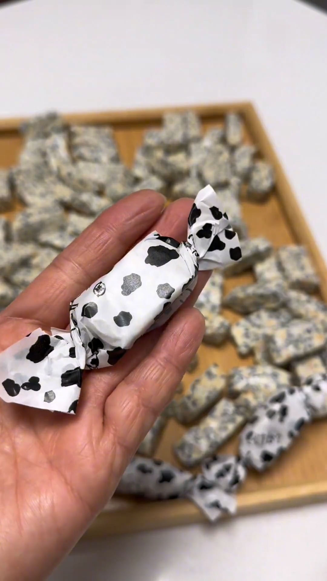 Wrap each piece with edible rice paper