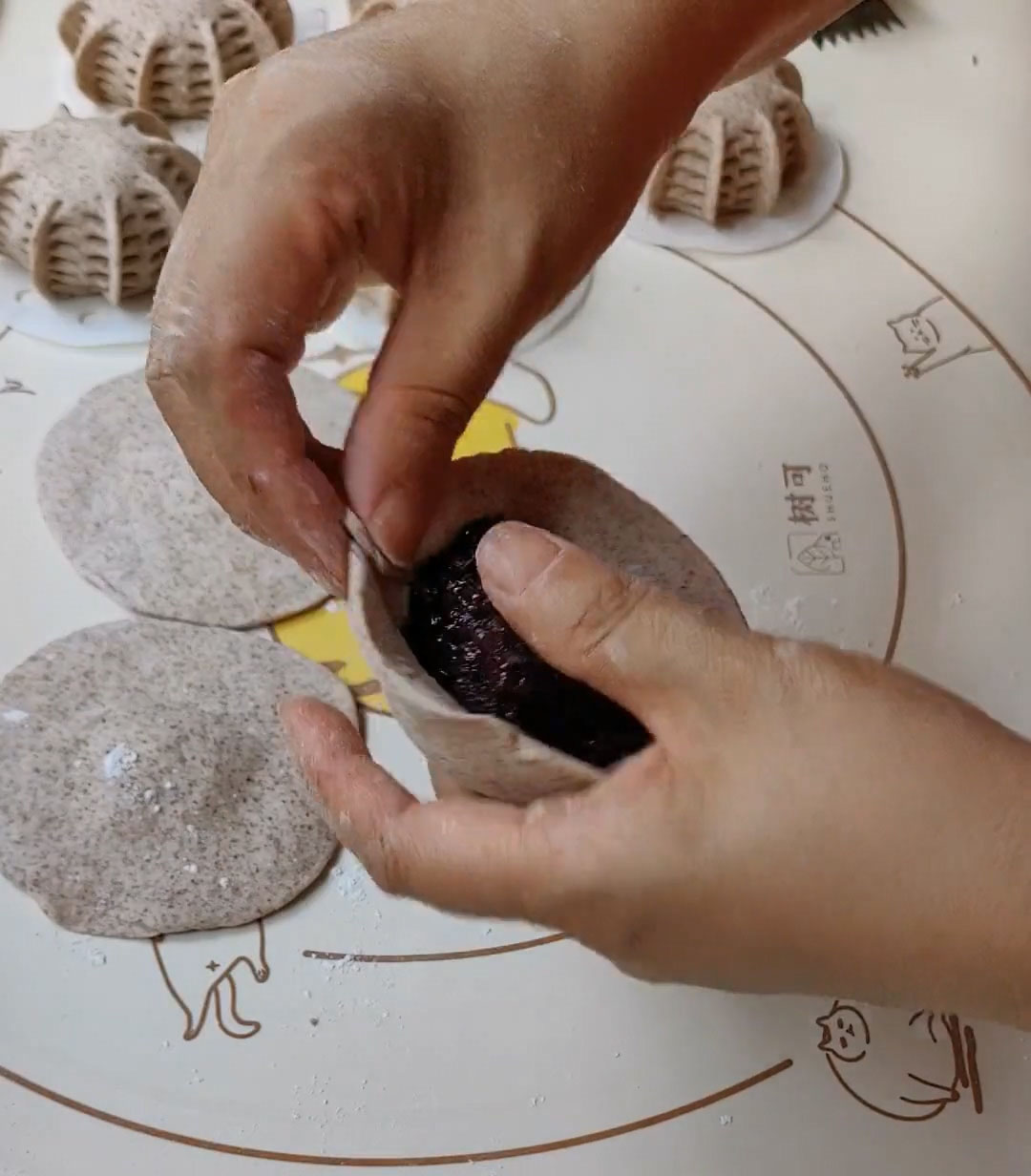 Gather the edges of the dough around the filling