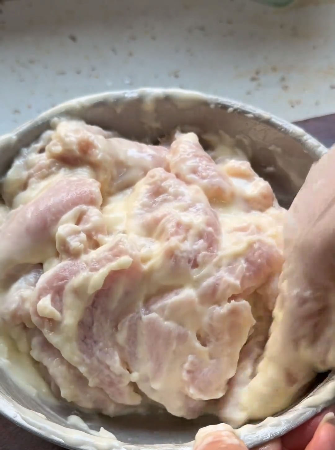 Mix with your hands until each slice is evenly coated